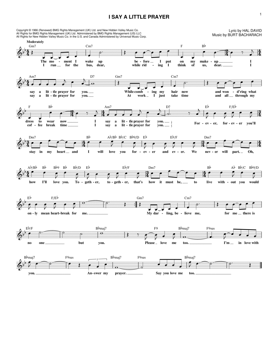 I Say A Little Prayer Guitar scores gallery preview page 1