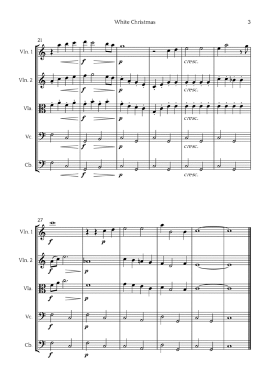 White Christmas String Quintet scores gallery preview page 3
