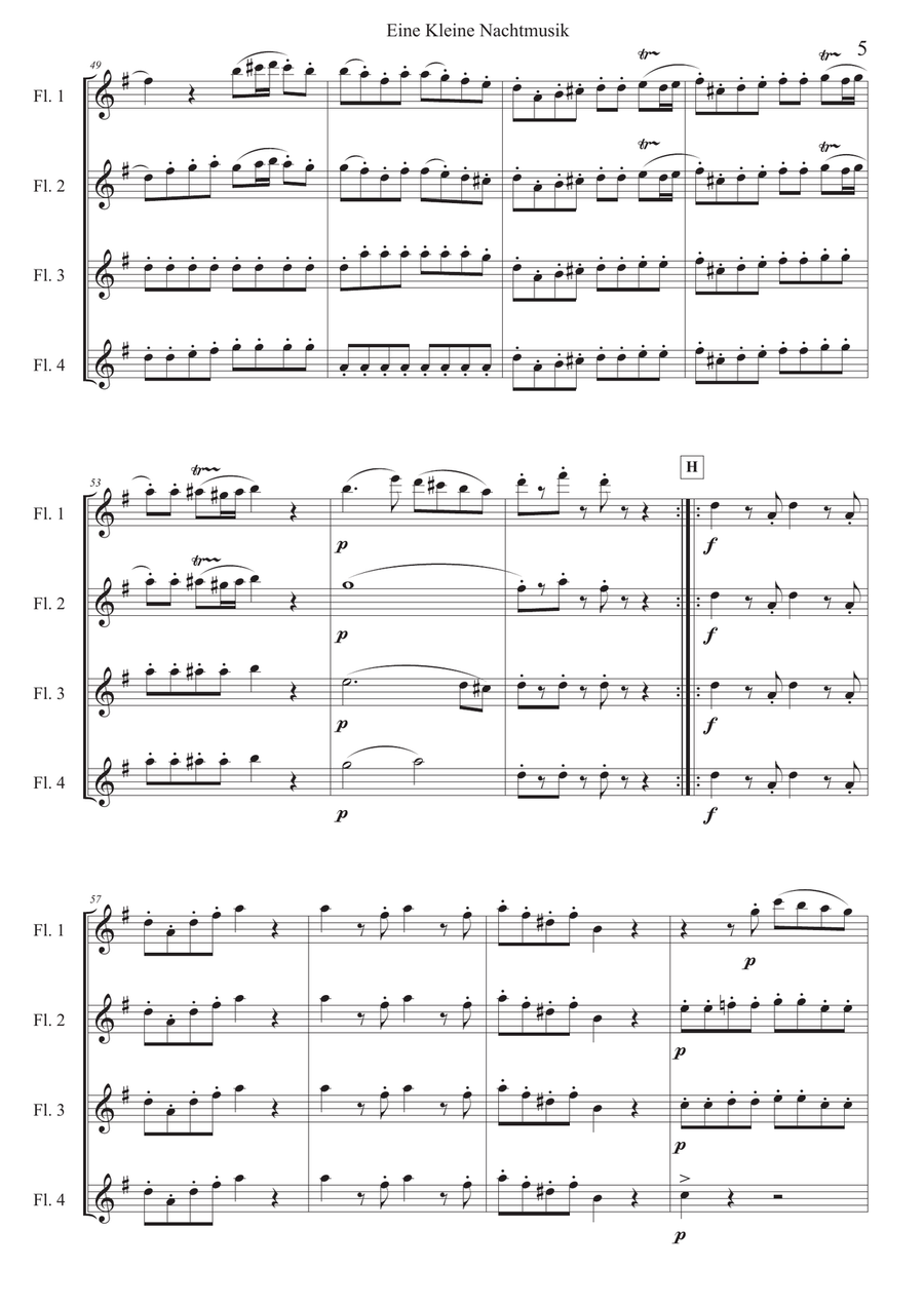 Eine Kleine Nachtmusik - Flute quartet Flute Quartet scores gallery preview page 5