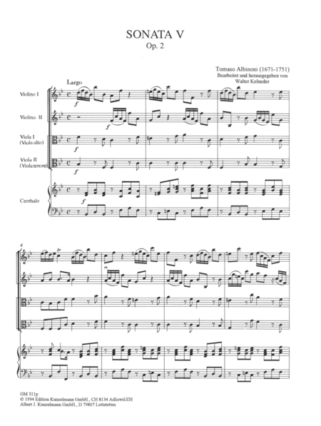 Sinfonia a cinque (Sonata 5) Op. 2/9