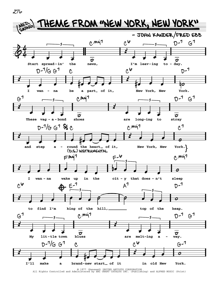 Theme from New York, New York (Low Voice)