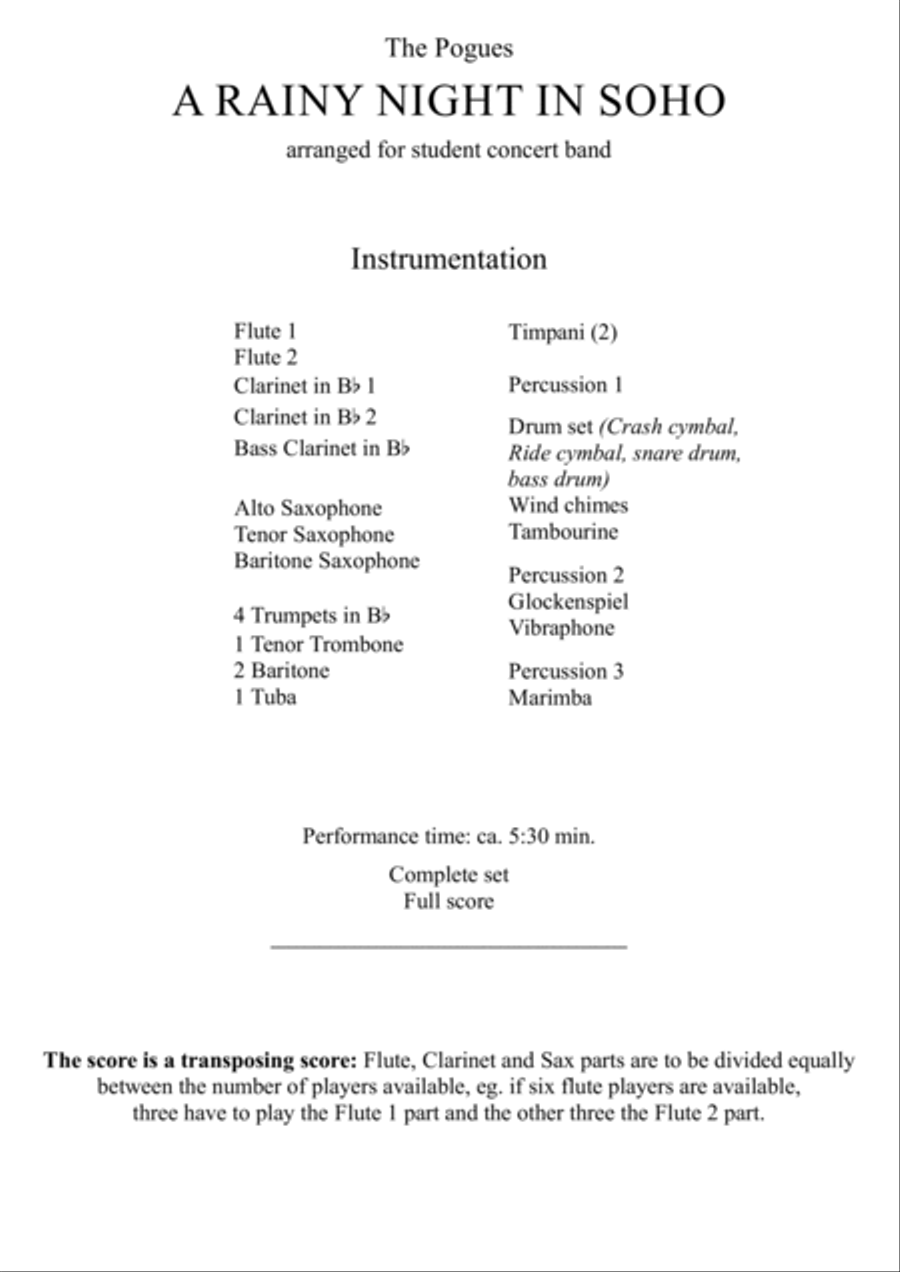 A Rainy Night In Soho Concert Band scores gallery preview page 3