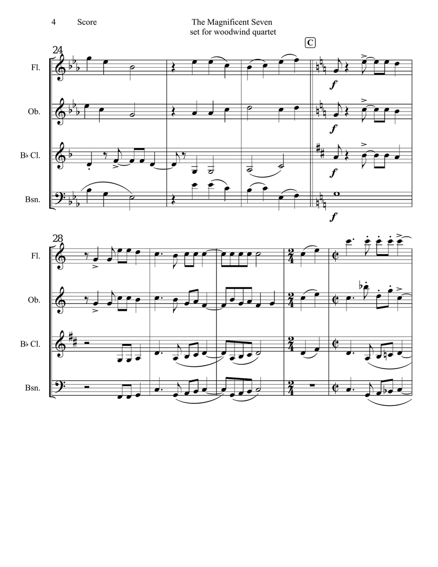 The Magnificent Seven Woodwind Quartet scores gallery preview page 5