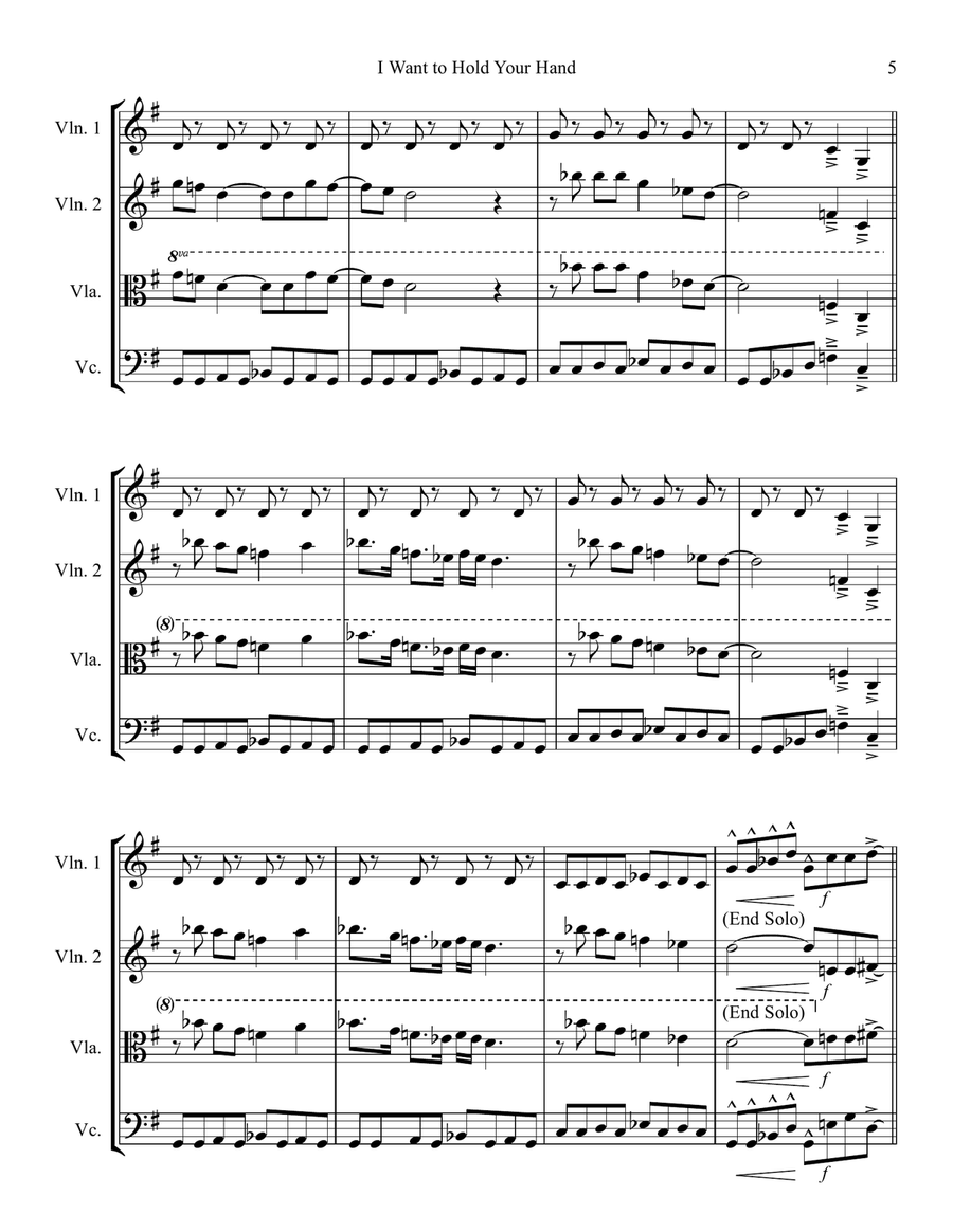 I Want To Hold Your Hand String Trio scores gallery preview page 5