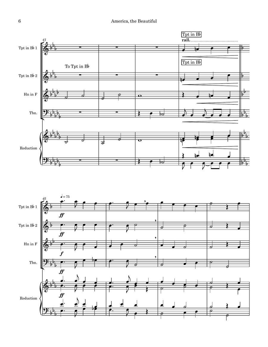 America, the Beautiful Brass Quartet scores gallery preview page 6