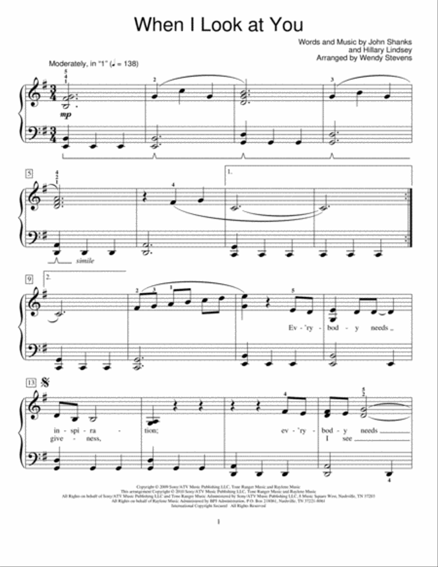 When I Look At You Piano Method scores gallery preview page 1