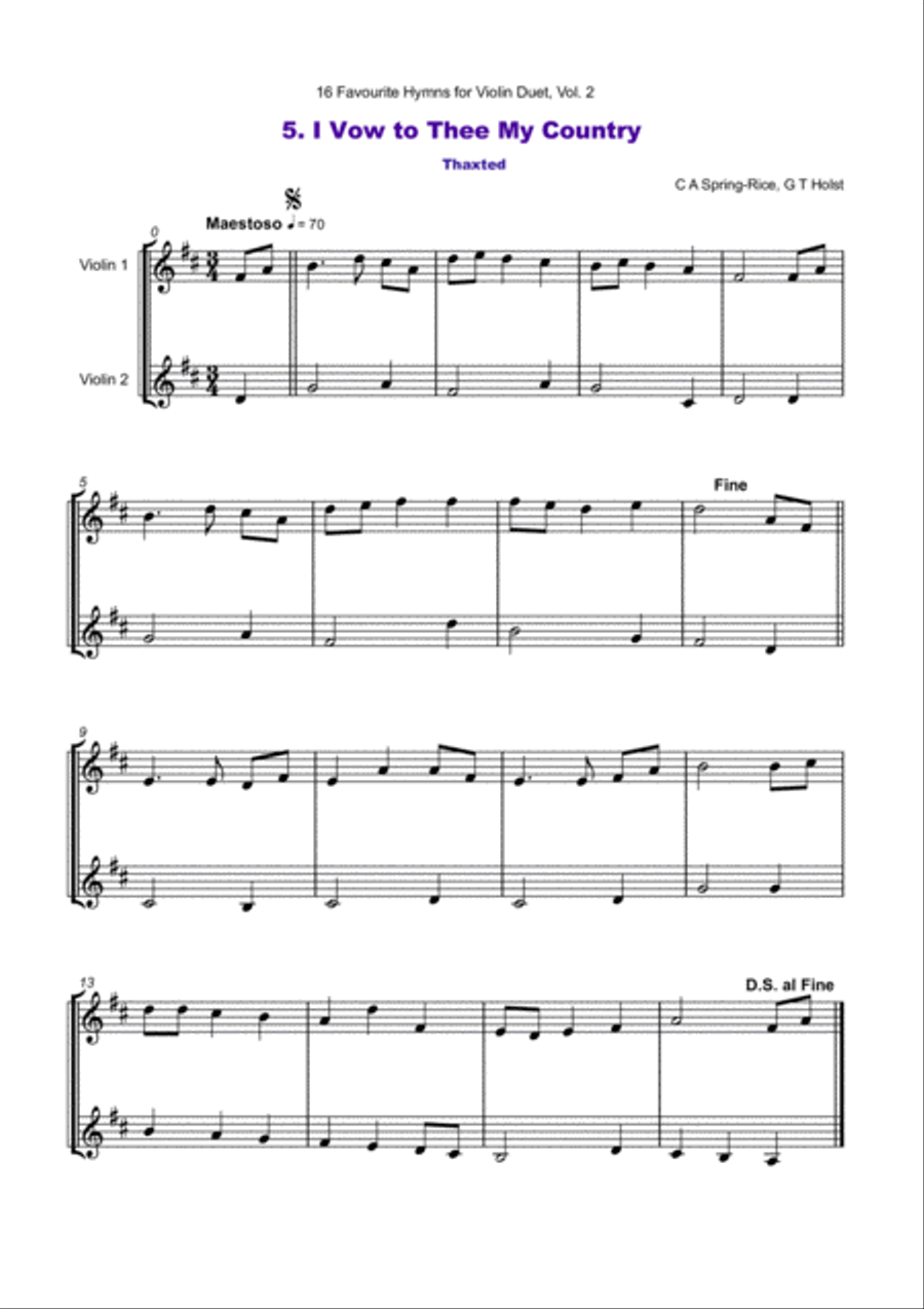 16 Favourite Hymns Vol.2 for Violin Duet String Duet scores gallery preview page 6