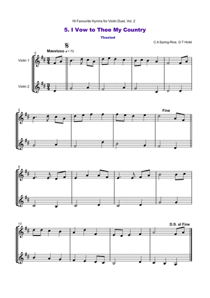 16 Favourite Hymns Vol.2 for Violin Duet by Various String Duet - Digital Sheet Music