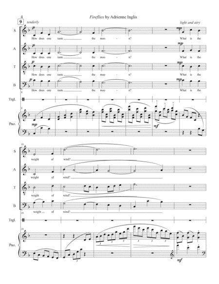 Fireflies for SATB mixed chorus, piano, and percussion image number null