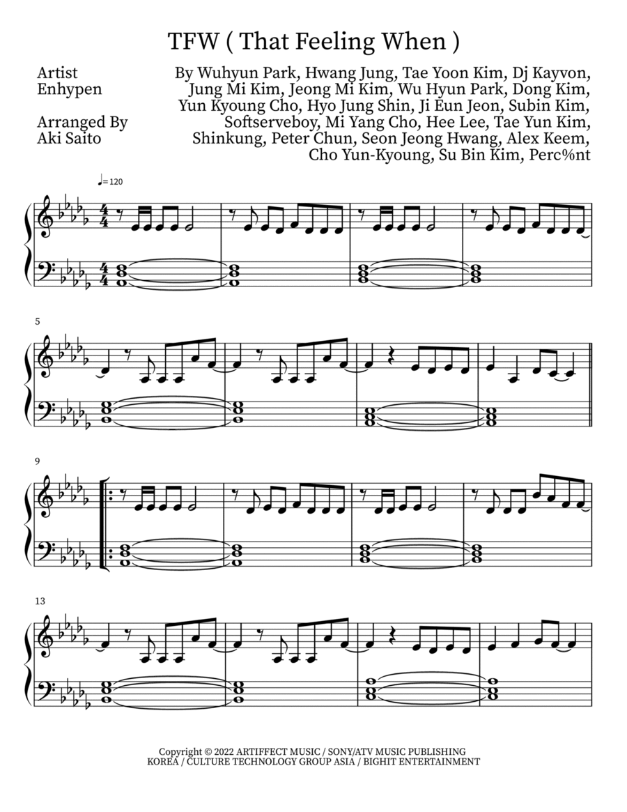 Tfw (That Feeling When) Piano Solo scores gallery preview page 1