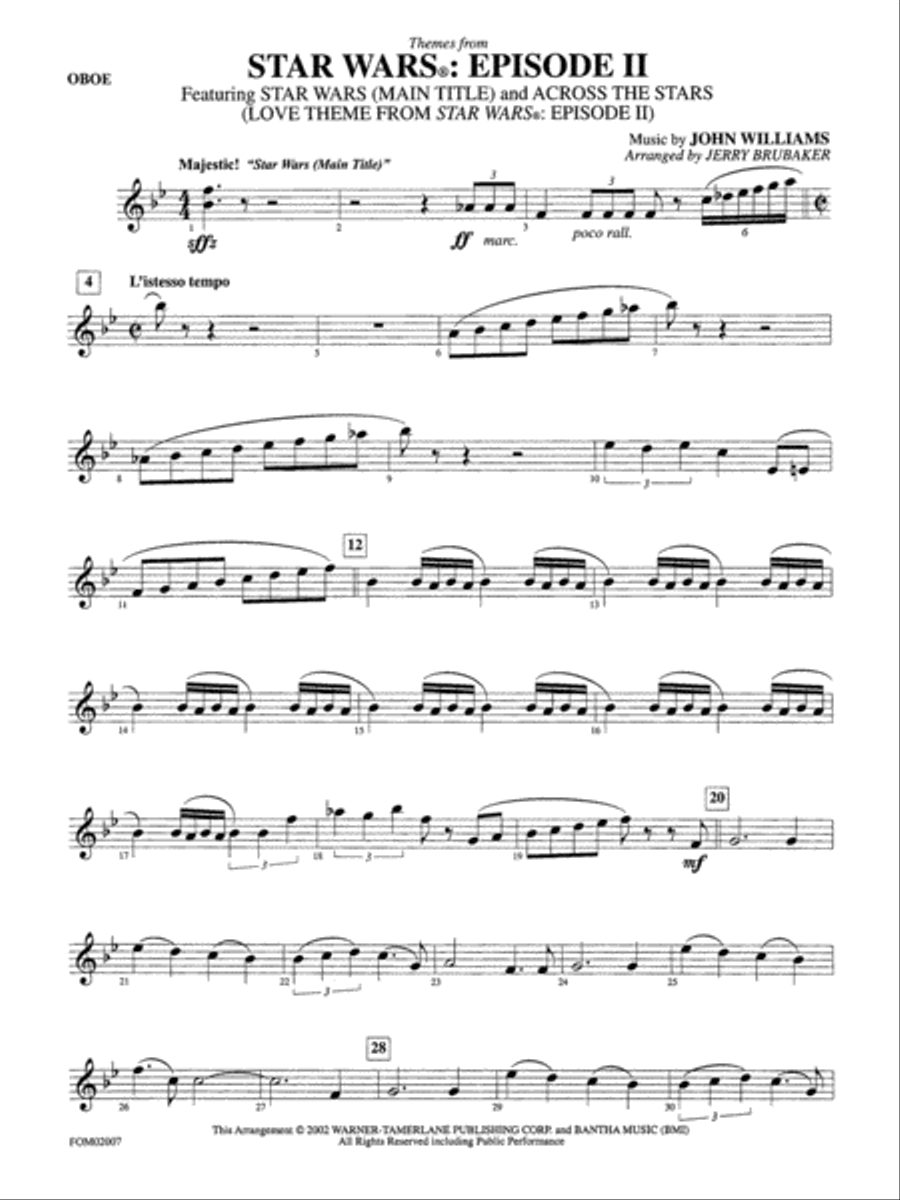 Star Wars: Episode II Attack of the Clones: Oboe Full Orchestra scores gallery preview page 1