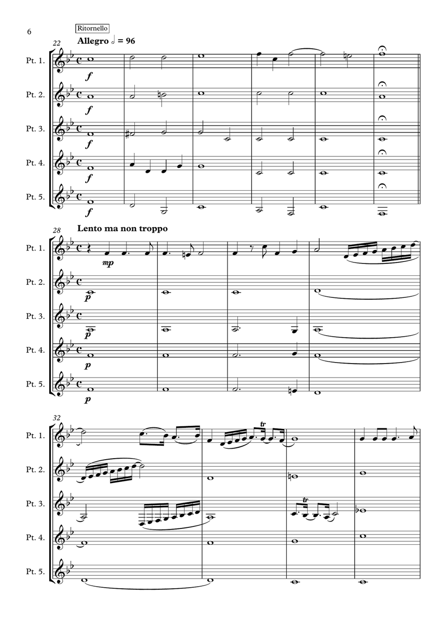 Monteverdi - The Seventh Book of Madrigals (1619) - 01. Sinfonia and Tempro la cetra a5 Brass Ensemble scores gallery preview page 6
