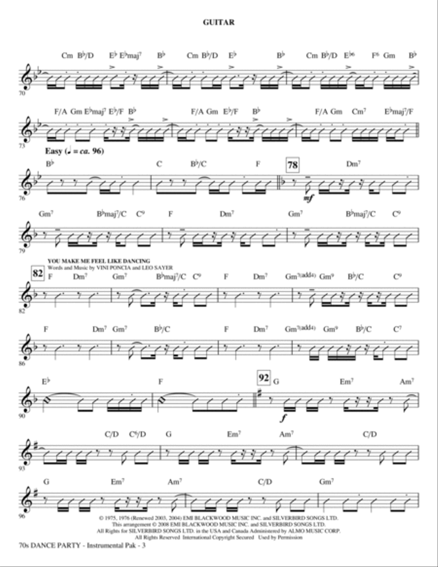 70s Dance Party (Medley) - Guitar Choir scores gallery preview page 3