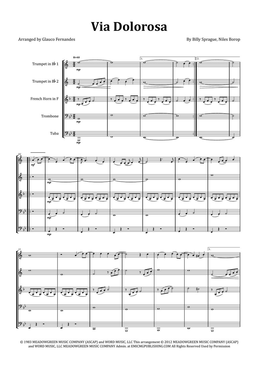 Via Dolorosa Brass Quintet scores gallery preview page 1