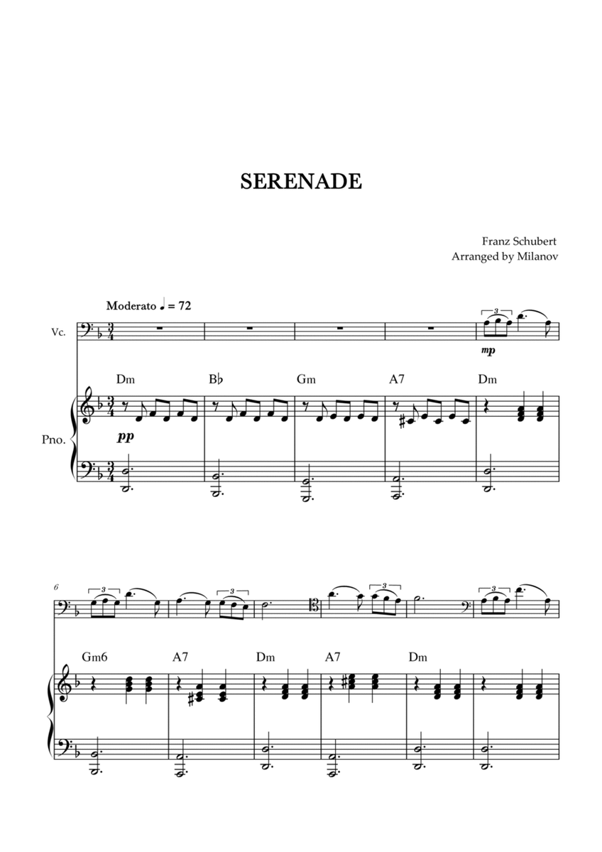 Serenade | Schubert | Cello | Piano | Chords image number null