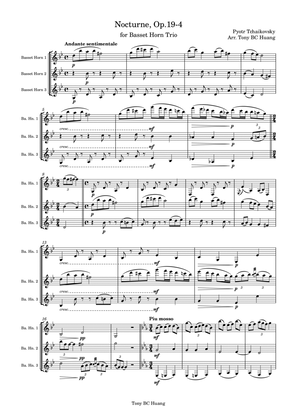 Nocturne Op.19 No.4, for Basset Horn Trio