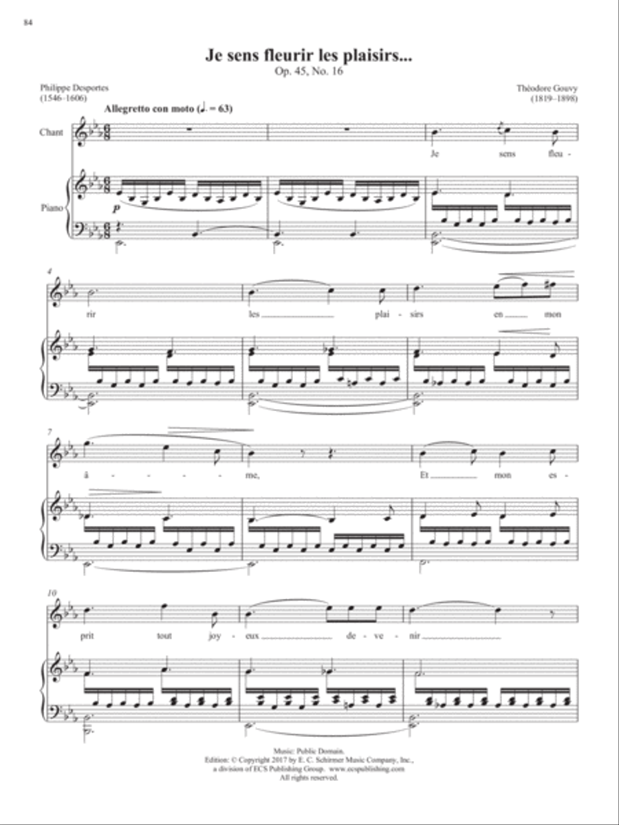 Op. 45, No. 16: Je sens fleurir les plaisirs from Songs of Gouvy, V2 Voice Solo scores gallery preview page 2