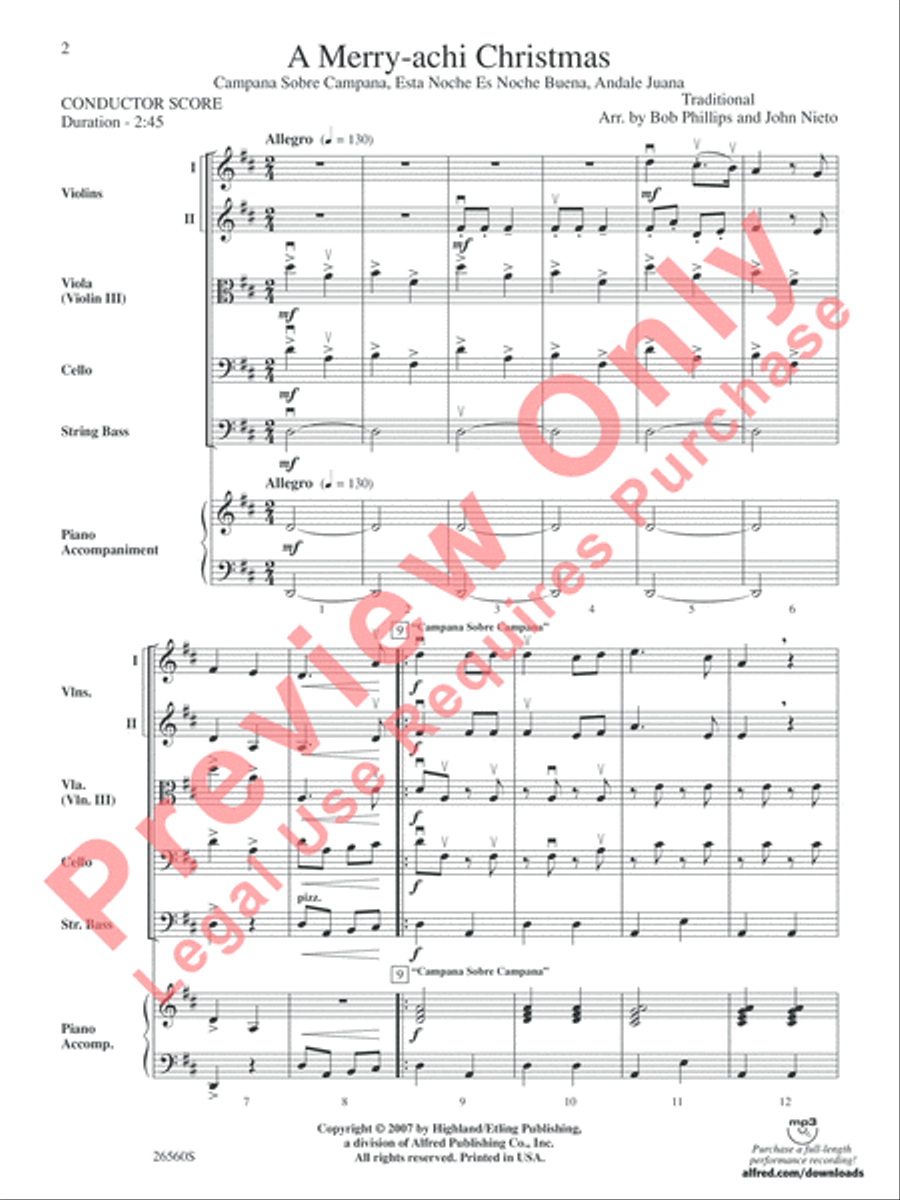 A Merry-achi Christmas String Orchestra scores gallery preview page 3
