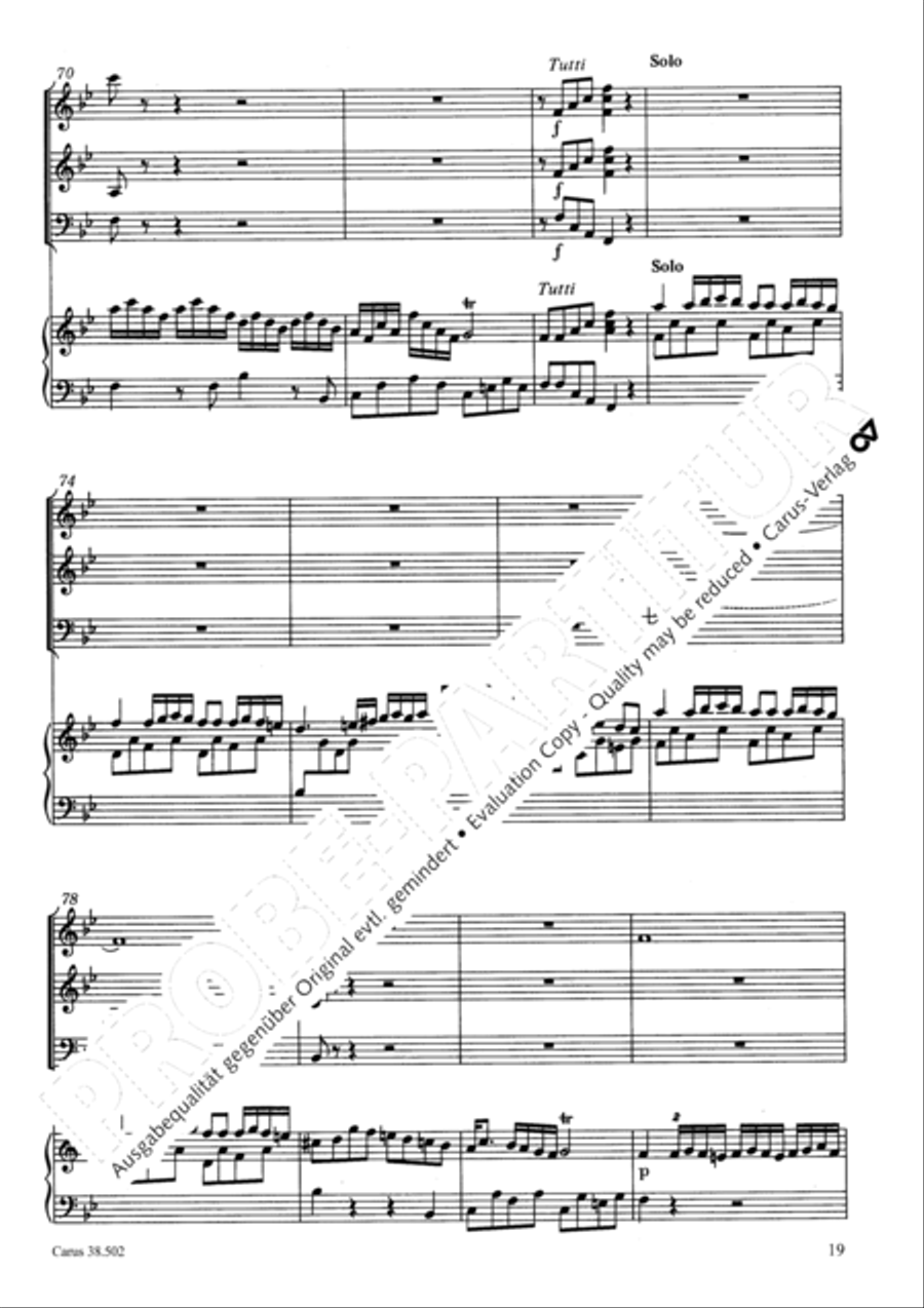 Organ Concerto in B flat major (Orgelkonzert in B) Violin scores gallery preview page 22