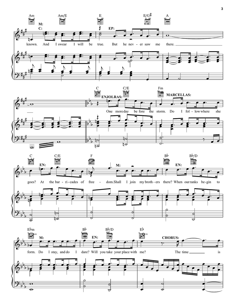 One Day More (from Les Miserables) Piano, Vocal, Guitar scores gallery preview page 3