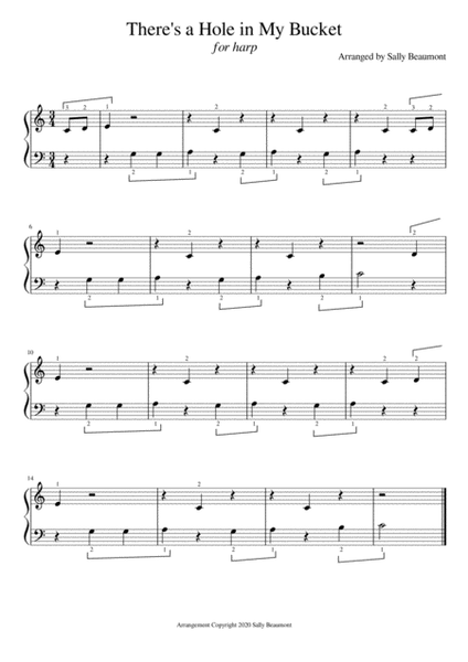 There's a Hole in My Bucket - Beginner Childrens Song for Harp image number null
