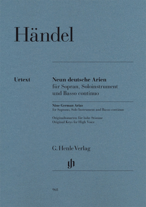 Book cover for 9 German Arias Soprano/Instr/Basso Continuo
