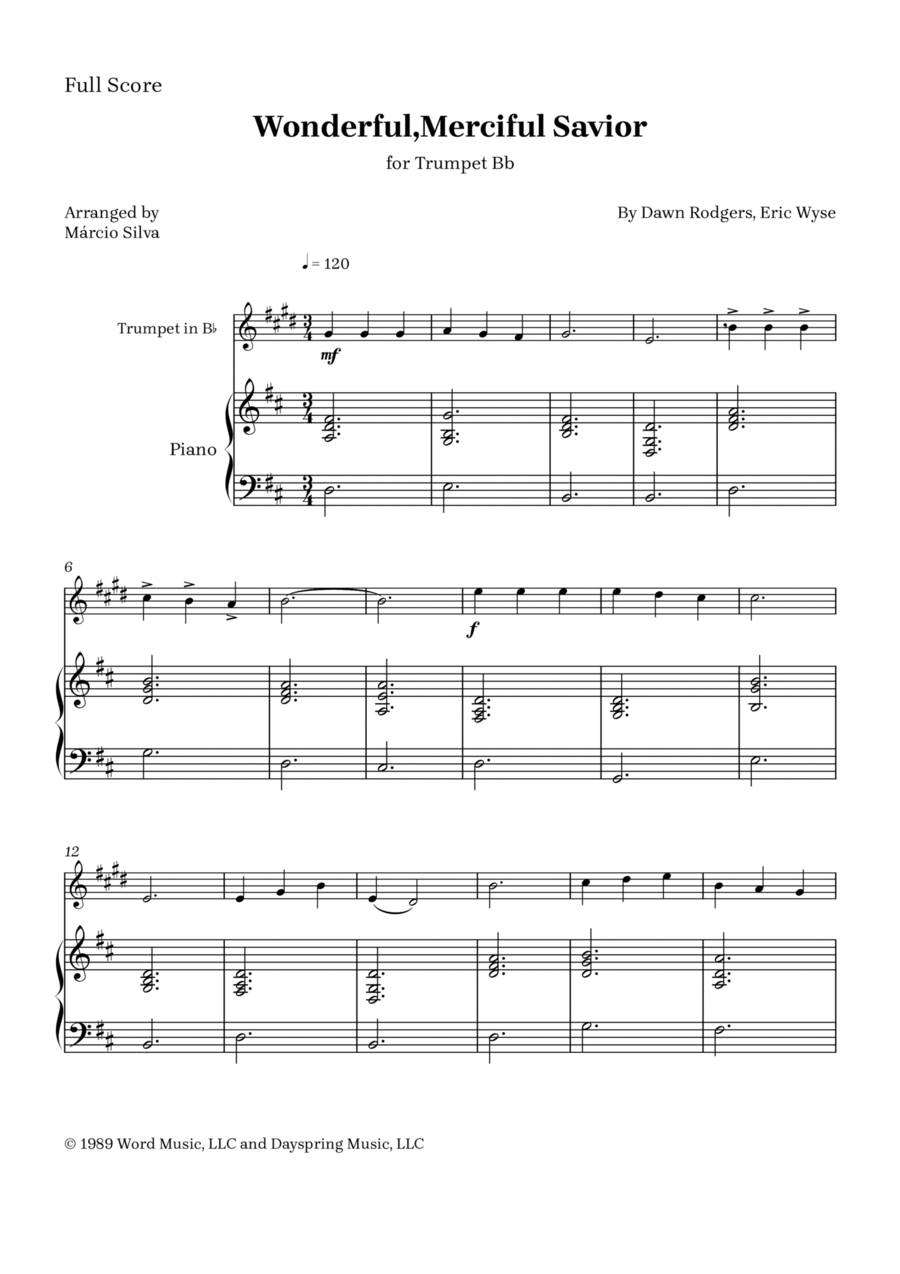 Wonderful, Merciful Savior B-Flat Trumpet scores gallery preview page 1