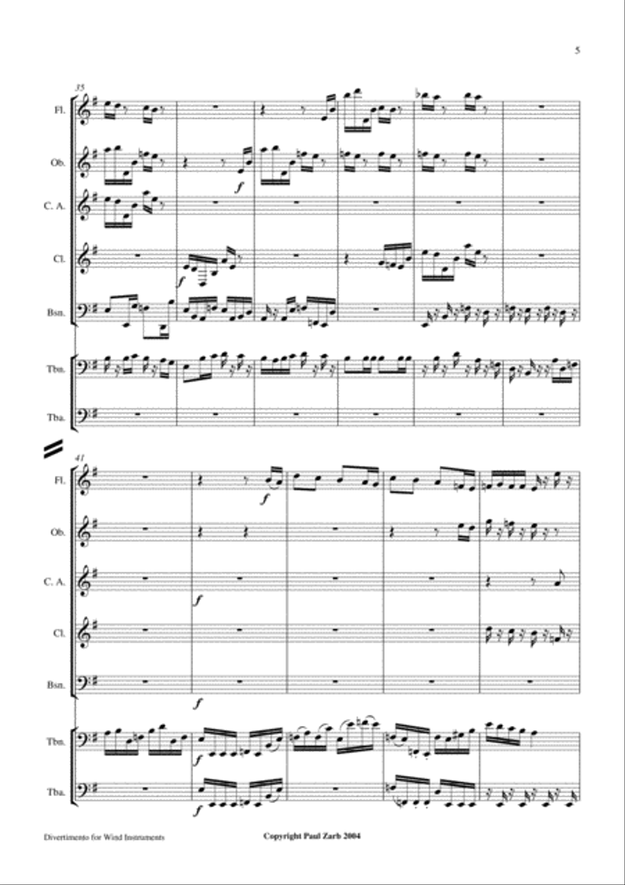 Divertimento for Wind Instruments Small Ensemble scores gallery preview page 5