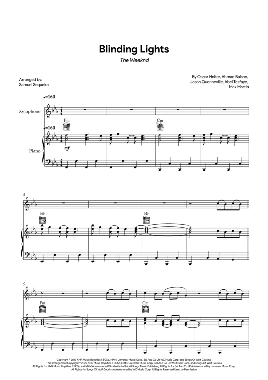 Blinding Lights Percussion scores gallery preview page 1