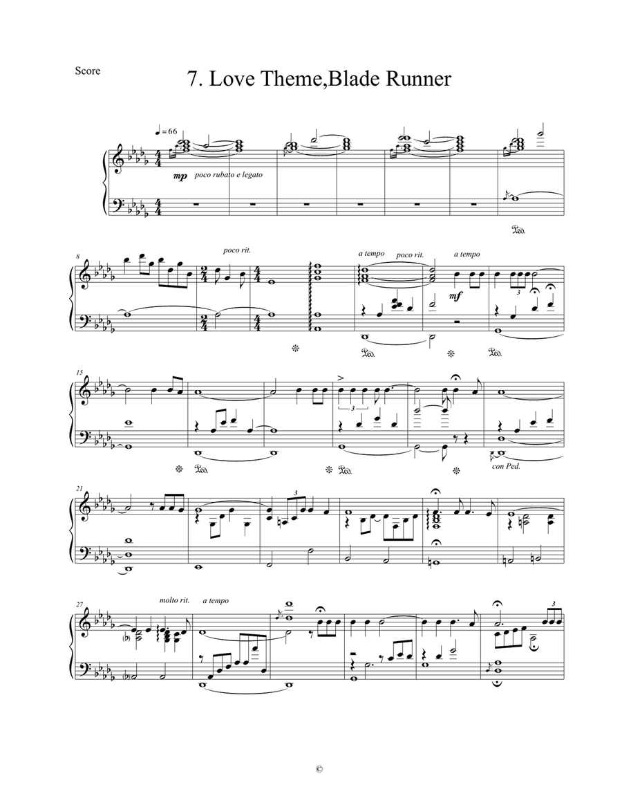 Love Theme (Blade Runner) Piano Solo scores gallery preview page 1