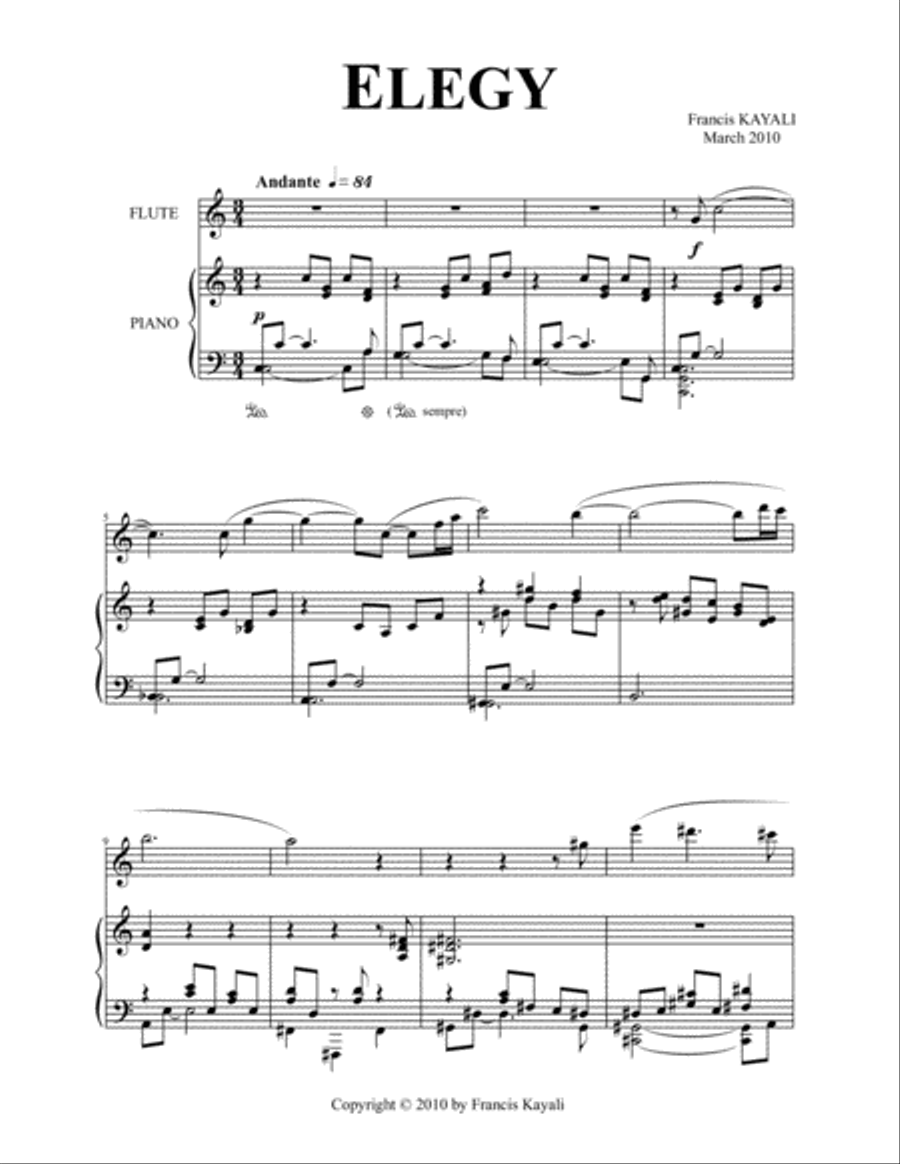 Elegy • Flute + Piano Flute Solo scores gallery preview page 3