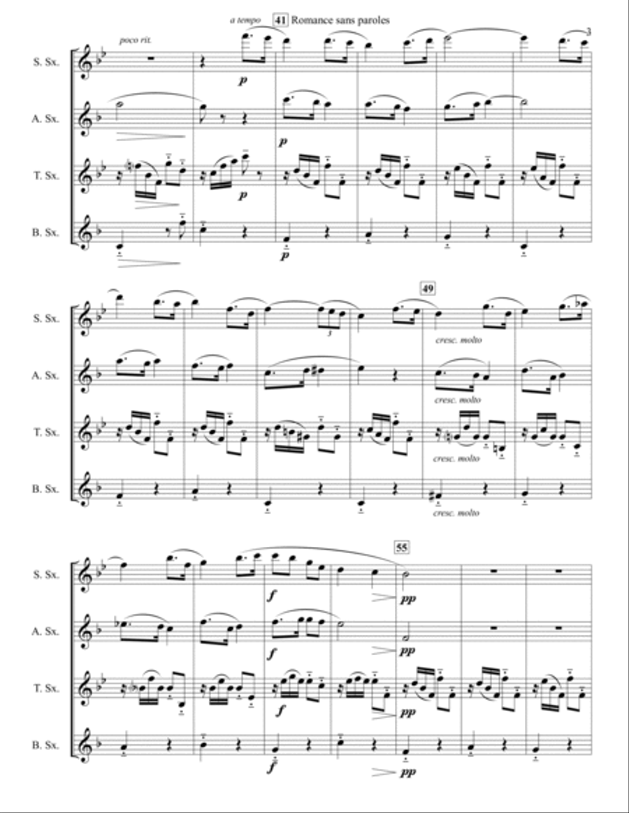 Romance sans paroles Woodwind Quartet scores gallery preview page 4