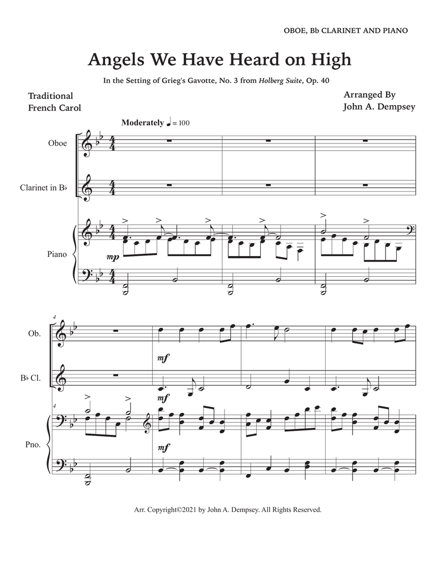 Angels We Have Heard on High (Trio for Oboe, Clarinet and Piano) Clarinet scores gallery preview page 5