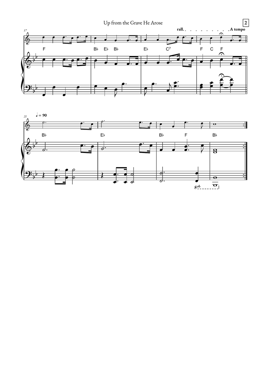 Up from the Grave He Arose B-Flat Trumpet scores gallery preview page 2