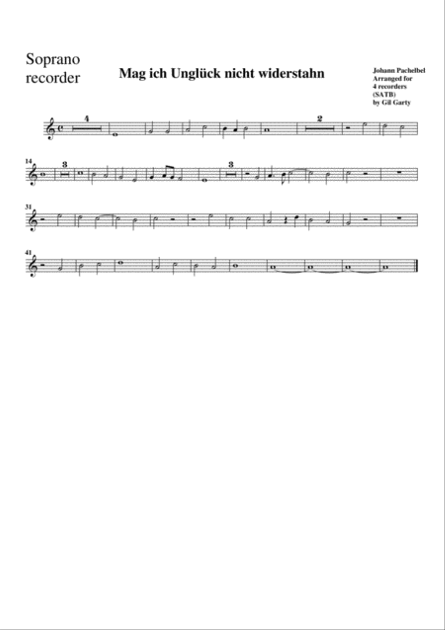 Mag ich Unglueck nicht widerstahn (arrangement for 4 recorders) Recorder scores gallery preview page 4