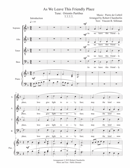 As We Leave This Friendly Place (SATB with piano)