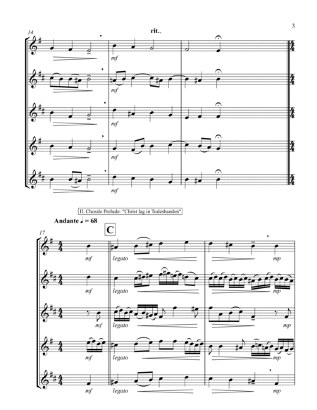 Three selections based on "Christ lag in Todesbanden" (Saxophone Quintet - 1 Sop, 2 Alto, ...)