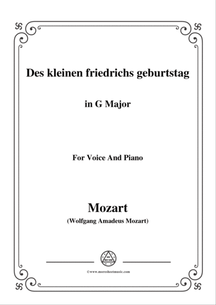 Mozart-Des kleinen friedrichs geburtstag,in G Major,for Voice and Piano Voice Solo scores gallery preview page 1