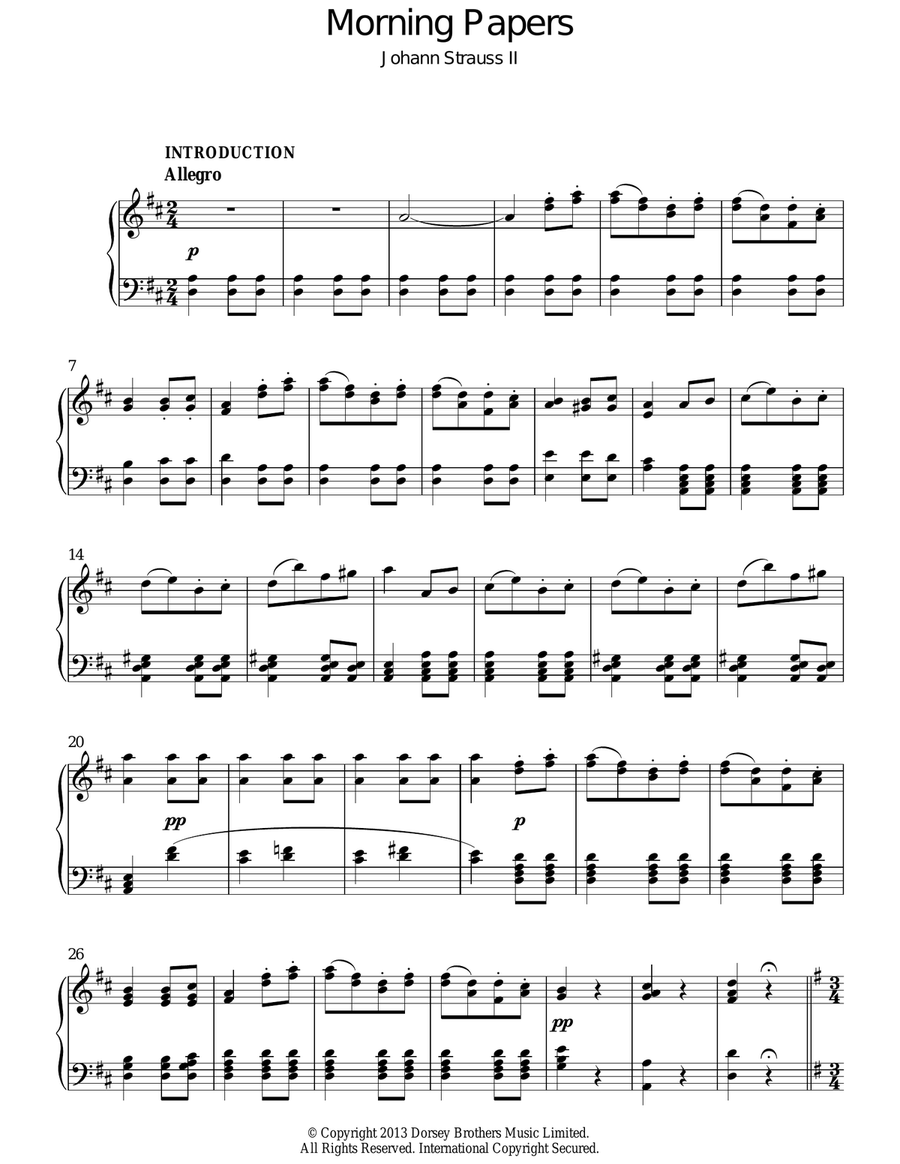 Morning Papers Piano Solo scores gallery preview page 1
