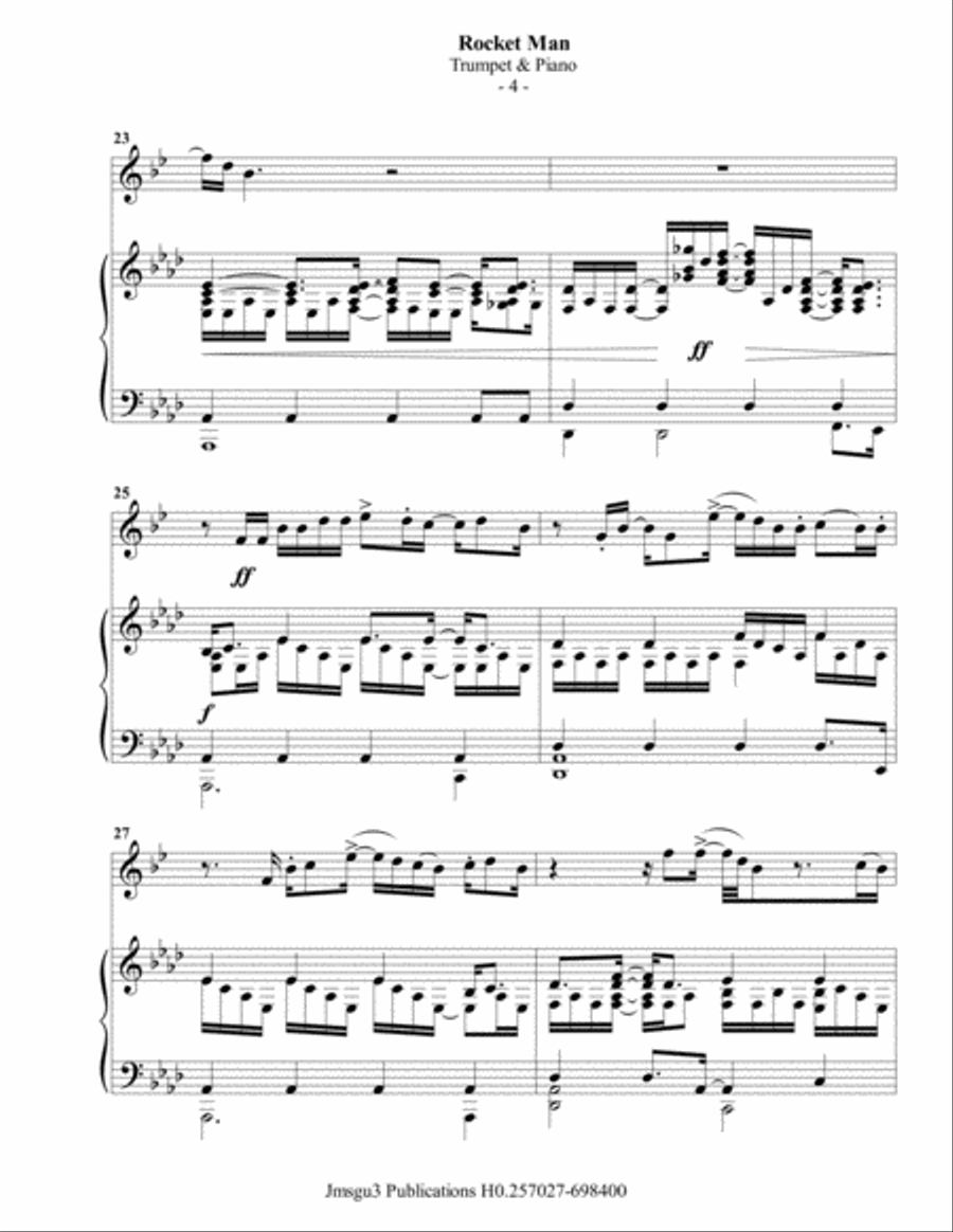 Rocket Man (I Think It's Gonna Be A Long Long Time) B-Flat Trumpet scores gallery preview page 5