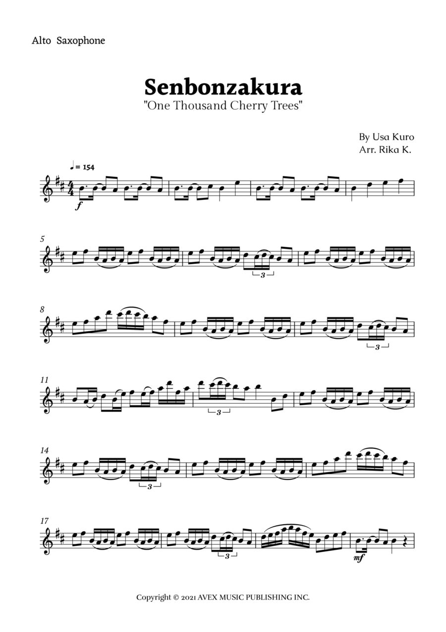 Senbonzakura Alto Saxophone scores gallery preview page 1