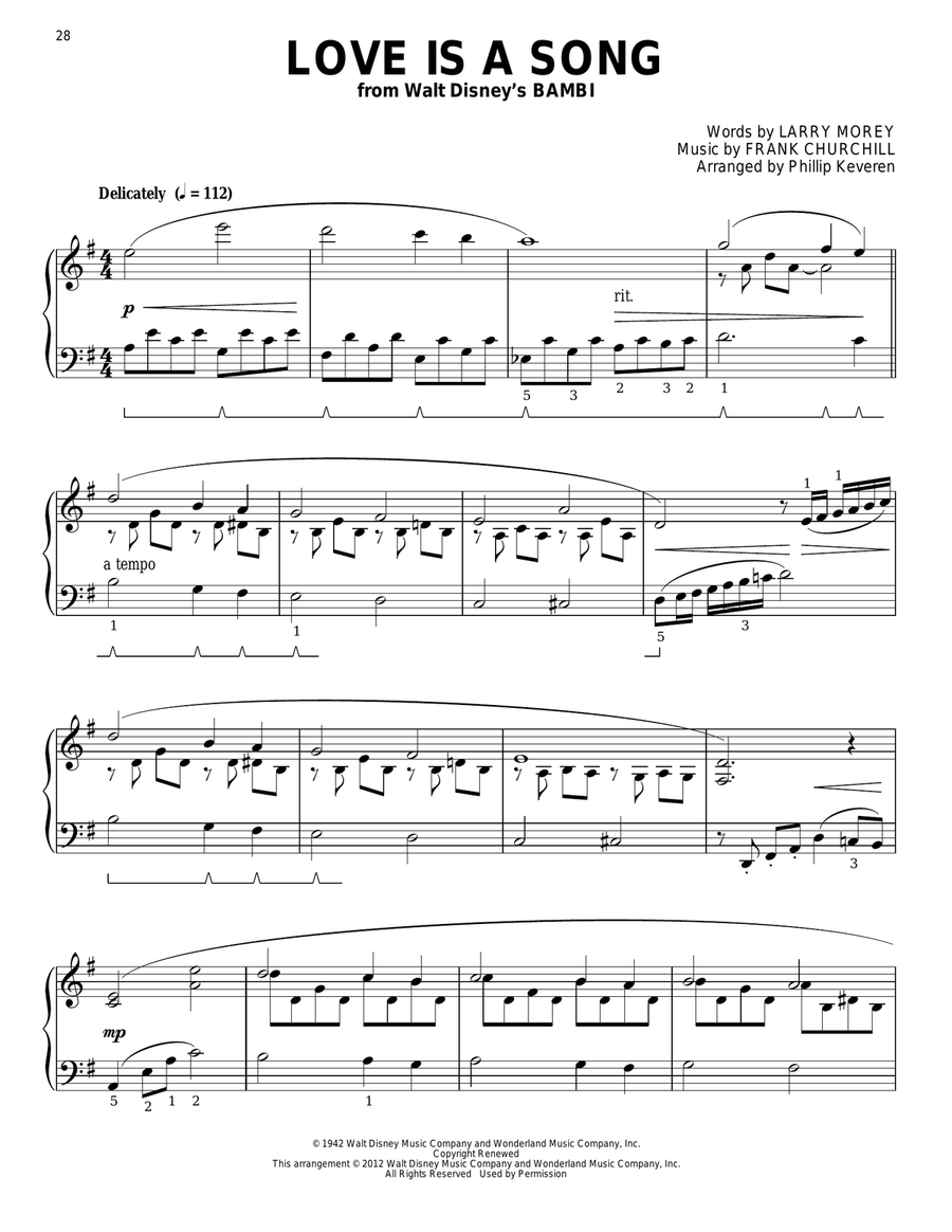 Love Is A Song [Classical version] (from Bambi) (arr. Phillip Keveren) Piano Solo scores gallery preview page 1