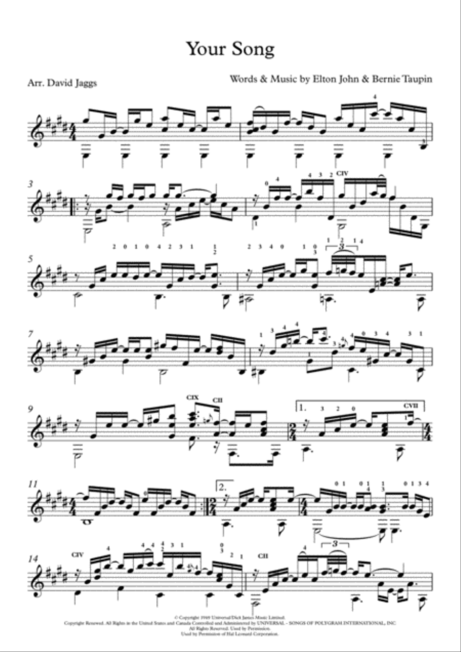Your Song Your Song Electric Guitar scores gallery preview page 1