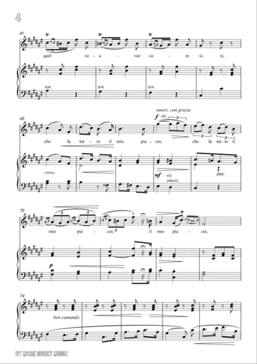 Lotti-Pur dicesti,o bocca bella in F sharp Major,for Voice and Piano Voice Solo scores gallery preview page 6