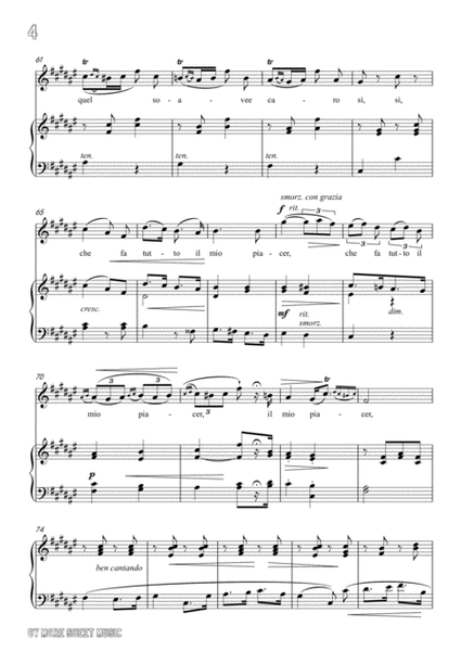 Lotti-Pur dicesti,o bocca bella in F sharp Major,for Voice and Piano image number null