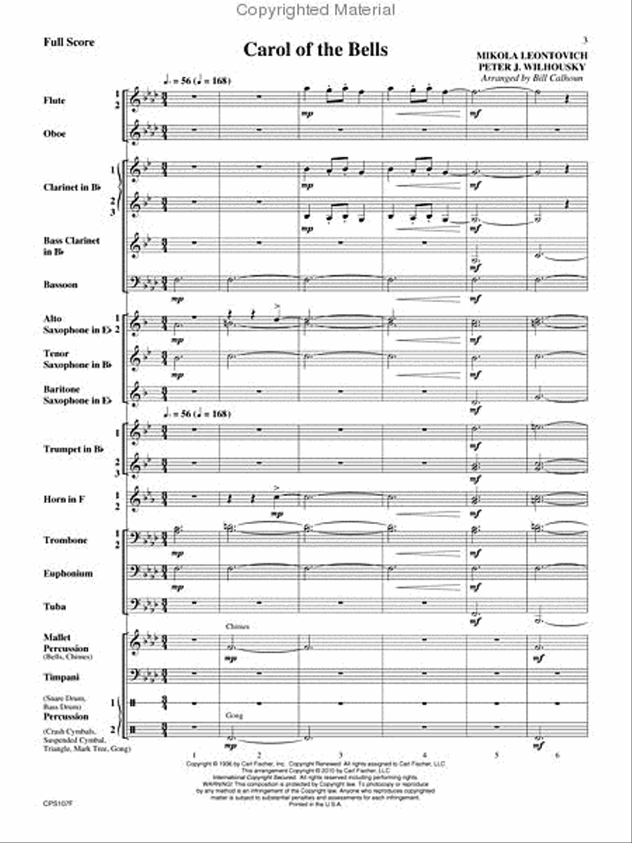 Carol of the Bells Carol of the Bells Concert Band scores gallery preview page 2