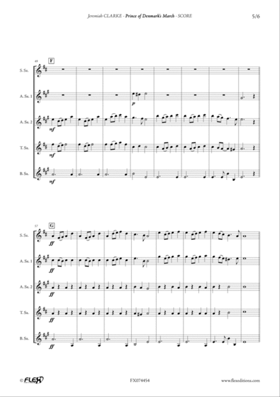 Prince of Denmark's March Saxophone Quintet scores gallery preview page 5