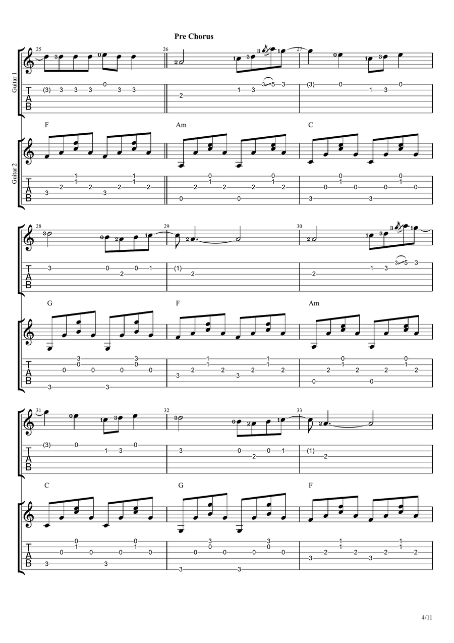 Counting Stars Guitar Ensemble scores gallery preview page 4