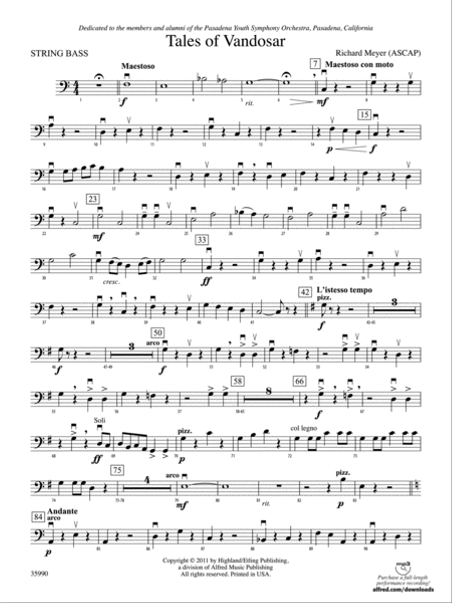 Tales of Vandosar: String Bass Full Orchestra scores gallery preview page 1