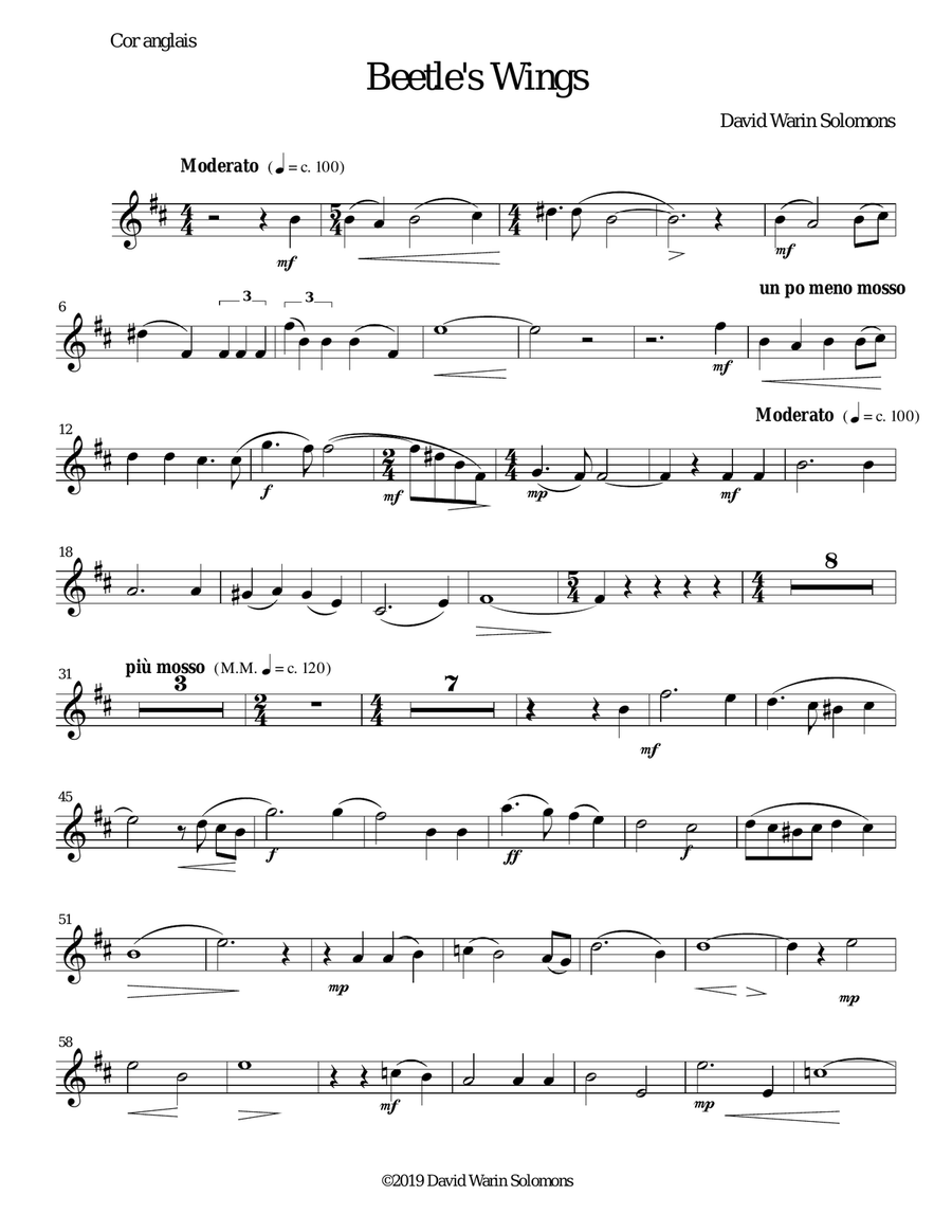 Beetle's Wings for cor anglais and guitar English Horn scores gallery preview page 5
